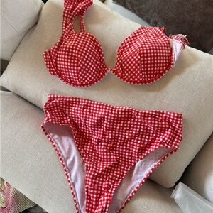 WeWoreWhat Red Checkered Bikini
